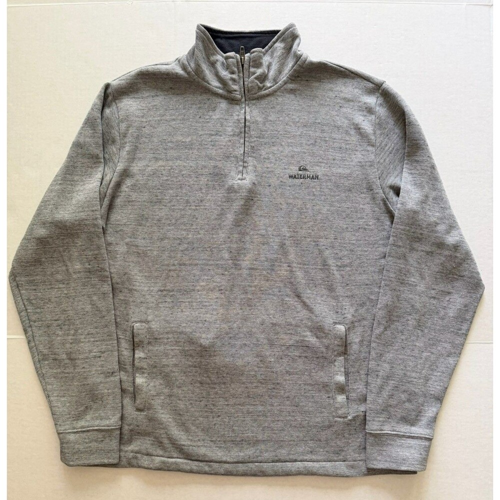 Quiksilver Waterman Collection L Men’s Heathered Gray Quarter Zip Sweater